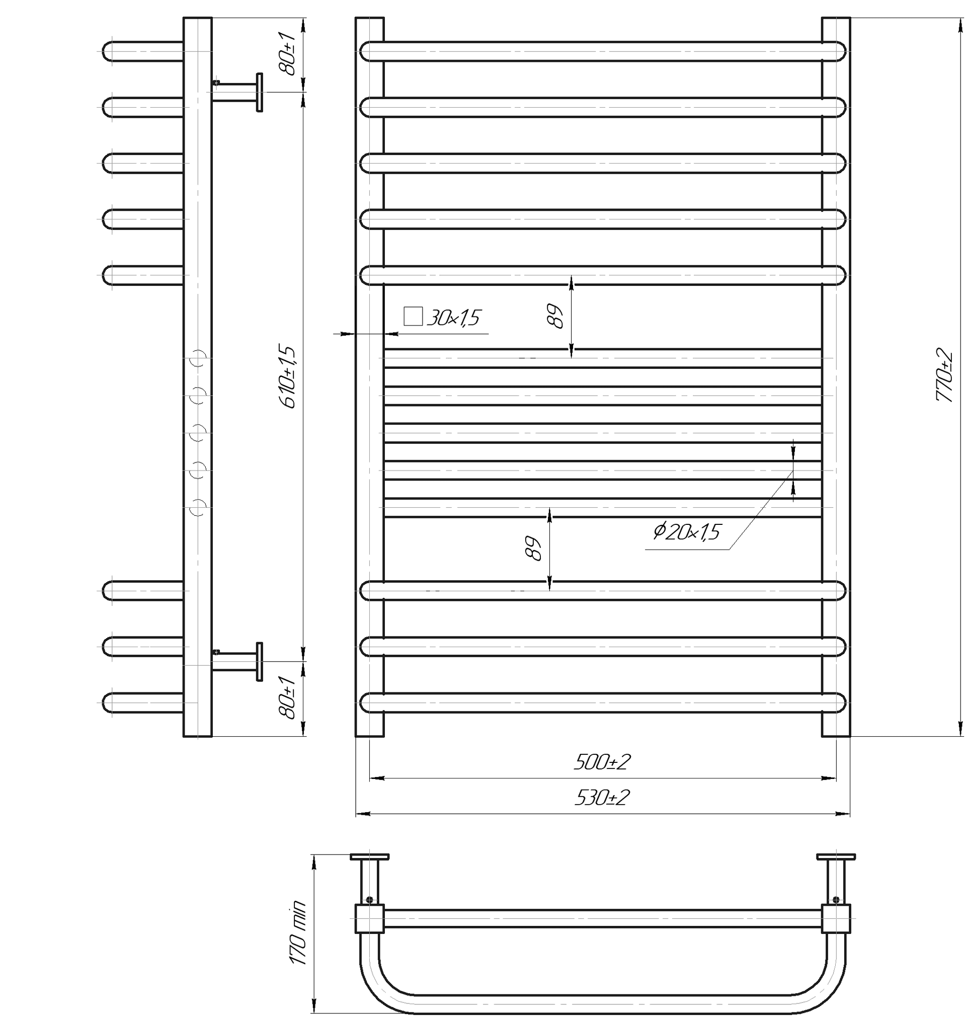 Водяна рушникосушарка Inox Гера-Люкс 770х530/500 — Фото 4 з 4