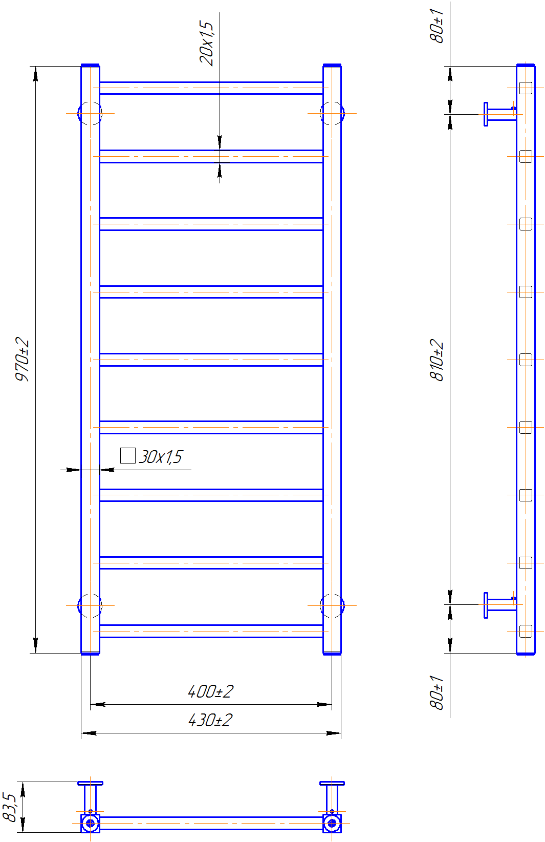 Водяна рушникосушарка Inox Токіо 970х430/400 — Фото 4 з 4