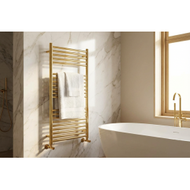 Золотой полотенцесушитель в интерьере ванной: стильный акцент или тренд?