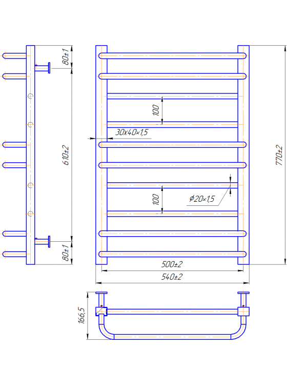 Водяной полотенцесушитель INOX Премиум Люкс 770х540/500 preview