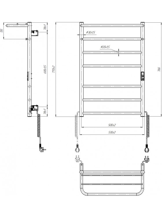 Електрична рушникосушарка Home-І  770х530/240 TR К білий глянець preview