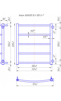 Водяна рушникосушарка Класік  600х550/500 Б/П 1