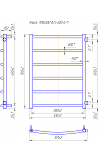 Водяна рушникосушарка Класік  700х550/600 Б/П 1