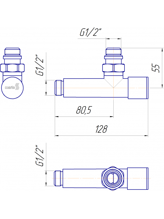 Кран угловой удлиненный, G1/2″ комплект preview