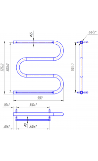 Водяна рушникосушарка Змійка 25  525х500/500 + полички золото