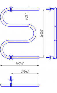 Водяна рушникосушарка Змійка 25  525х400/500 золото