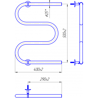 Электрический полотенцесушитель Змейка 25  525х400/500 белый глянец