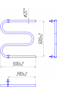 Водяна рушникосушарка Змійка 25  525х500/500 золото