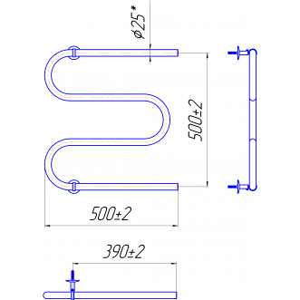 Электрический полотенцесушитель Змейка 25  525х500/500 белый мат