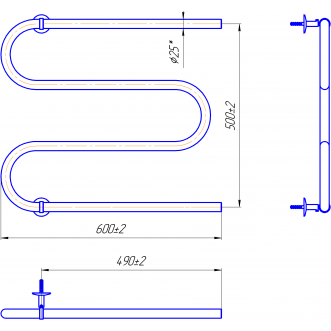 Електрична рушникосушарка Змійка 25 525х600/500 білий глянець Електрична рушникосушарка Змійка 25 525х600/500 білий глянець