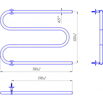 Електрична рушникосушарка Змійка 25 525х700/500 білий глянець Електрична рушникосушарка Змійка 25 525х700/500 білий глянець