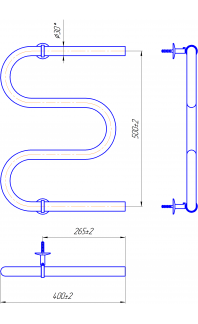 Водяна рушникосушарка Змійка 30  530х400/500 чорний мат