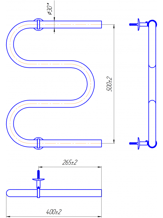 Електрична рушникосушарка Змійка 30  530х400/500 білий мат preview