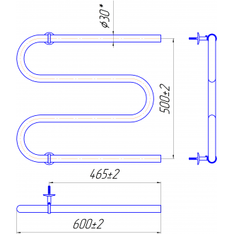 Електрична рушникосушарка Змійка 30 530х600/500 білий глянець Електрична рушникосушарка Змійка 30 530х600/500 білий глянець
