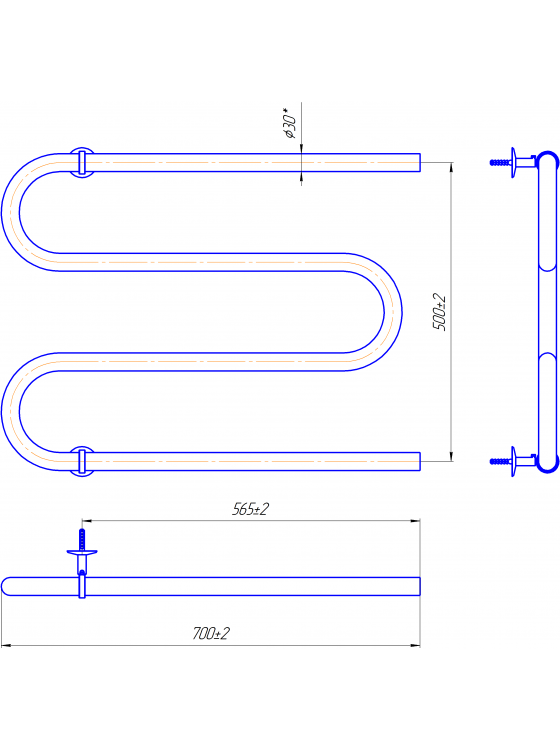 Електрична рушникосушарка Змійка 30  530х700/500 золото preview